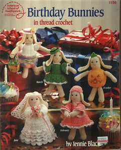 USED BIRTHDAY BUNNIES 12 DESIGNS STUFF ANIMALS TOY CROCHET PATTERN BOOK - Picture 1 of 2