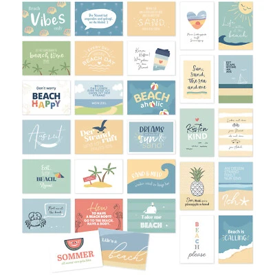 30 Postkarten Beach Meer Sommer Sprüche Set A6 mit Umschläge selbstklebend bunt - Bild 1 von 4
