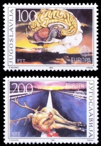 Europa CEPT, Nuclear Cloud, Deer, Environment Protection, Yugoslavia 1986 MNH 2v - Picture 1 of 1