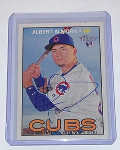 Albert Almora 2016 Topps Heritage Real One autografiado RC SP automático en tarjeta novato - Imagen 1 de 2