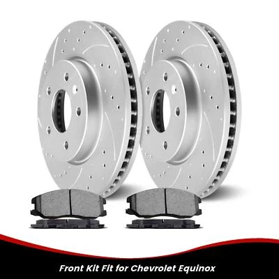 For Chevrolet Equinox 2007-2009 296mm Front Drilled Rotors Ceramic Brake Pads Foto 1 de 4