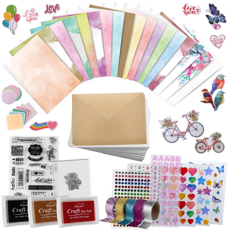 AUNT KAYLEE'S Card Making Kits For Adults And Kids- 24 Blank Greeting Cards, Envelopes, Suppli