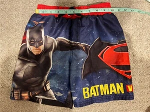 DC COMICS BATMAN V SUPERMAN Swimsuit Swim Shorts Trunks Youth Boy Sz XS - Picture 1 of 5