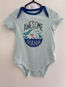 baby Gap Baby Boys Cute Sharks 100% Cotton Short Sleeve Bodysuit Mint 6-12M - Picture 1 of 5