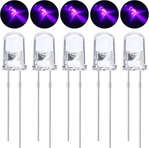Bombillas LED de diodo púrpura transparente redondo transparente de 5 mm 3V 20 mA - Imagen 1 de 5