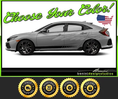 Rayas basculantes de vinilo Si Style 9 Honda Civic Racing 2016 2017 2018 2019 Foto 1 de 4