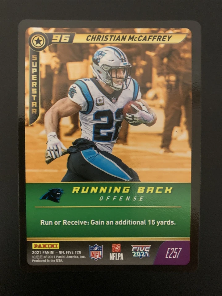 Christian McCaffrey Panini NFL Five 2021 #E257 Panthers Epic Superstar NM-MT - Image 1 of 2