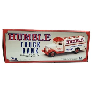 HUMBLE TRUCK BANK-AVIATION GASOLINE-WORKING LIGHTS,OPENING DOORS-1993 IN BOX - Picture 1 of 3