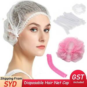 100x Disposable Hair Net Cap Non Woven Anti Dust Stretch Elastic Work Hat Cover