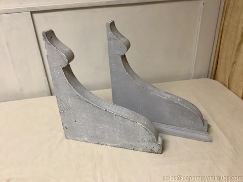 Antique Painted Wood Corbels Shelf Brackets Architectural Gray White Shades Cover