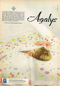 PUBLICITE ADVERTISING 025  1959  AGALYS   draps linge de maison