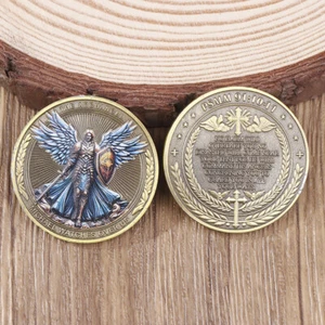 The Archangel Michael Watches Over Us Challenge Coin Religious Collectible C GF - Picture 1 of 10