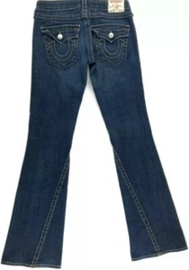 Impresionantes pantalones de mezclilla True Religion Joey azules con bolsillos abatibles para mujer talla 29x33 - Imagen 1 de 12