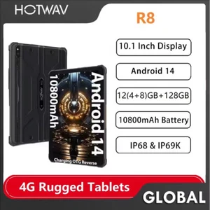 HOTWAV R8 4G Rugged Tablet Android 14 10.1'' HD+ 10800mAh 13MP 12GB+128GB IP68 - Picture 1 of 10