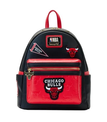 BRAND NEW SEALED Loungefly NBA Chicago Bulls Patch Icons Backpack $90 MJ - Image 1 of 4
