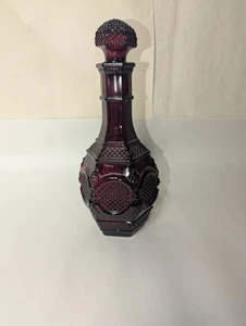 Vintage Avon Ruby Red Glass Decanter 9" Tall USED GC FREE SHIPPING - Picture 1 of 5