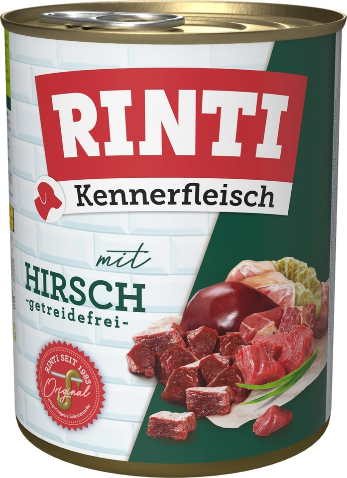 Rinti Kennerfleisch mit Hirsch Hunde Nassfutter getreidefrei: 12 x 800 g - Bild 1 von 1