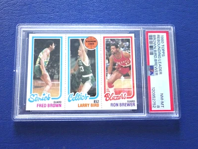 1980 Topps Basketball Rebounding Leaders Rookie Card, Larry Bird, PSA 8 - Image 1 of 4