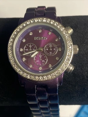Reloj Pulsera Bongo Púrpura Para Mujer Batería Nueva Acento Diamante Foto 1 de 4