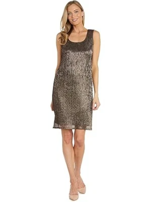 Vestido recto pulóver sin mangas forrado negro R&M RICHARDS para mujer 6 Foto 1 de 3