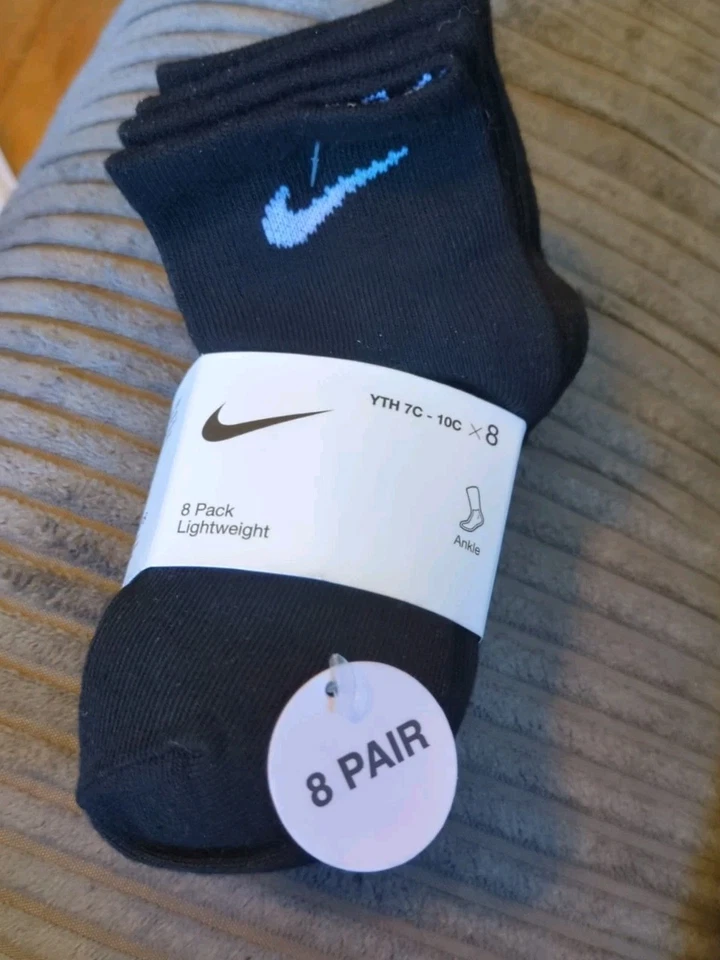 Nike Kids' 179113 Everyday Cushioned Ankle Socks 6 Pairs White/black Size S