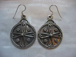 MALINI .925 STERLING SILVER DANGLE EARRINGS INDIA - Picture 1 of 1