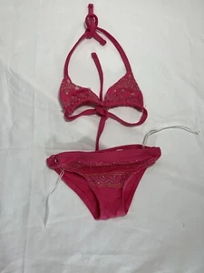 Build A Bear Workshop Swimsuit Sparkle And Sequence Hot Pink 2Pc Bikini - Picture 1 of 3