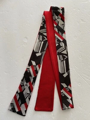 Christian Lacroix Slim Tie Red Geometric Reversible Square End 100% Silk Italy - Image 1 of 4