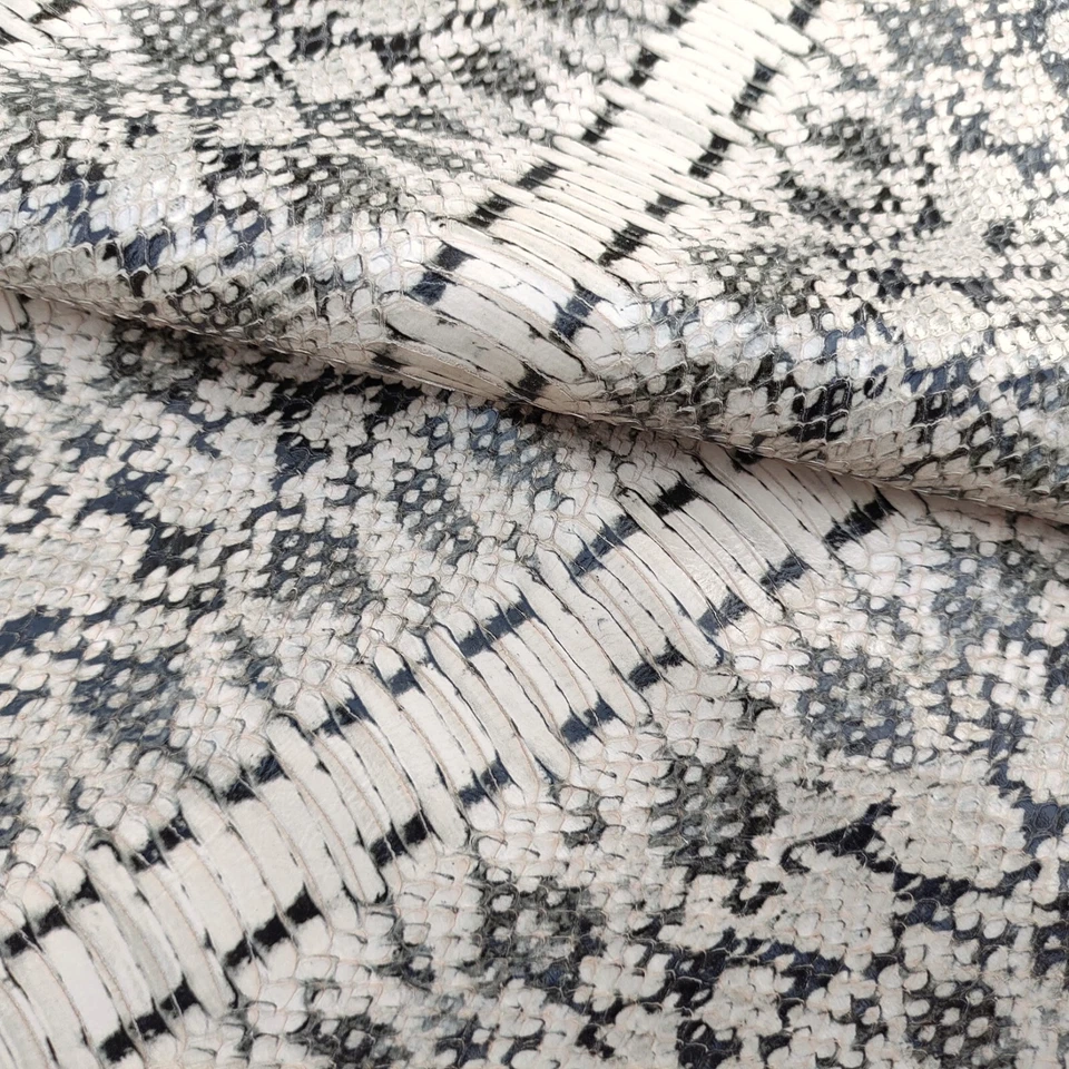 White and black snake embossed soft veg tan italian cow leather hide - Image 1 of 4