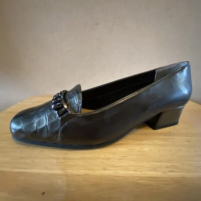 VAN DAL Castile Storm Patent/Croc Chain Block Heel Court Shoes Sz 3 EE. RRP £85 - Image 1 of 4