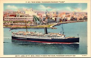 Linen Postcard P & O Twin Screw Passenger Steamship Cuba
