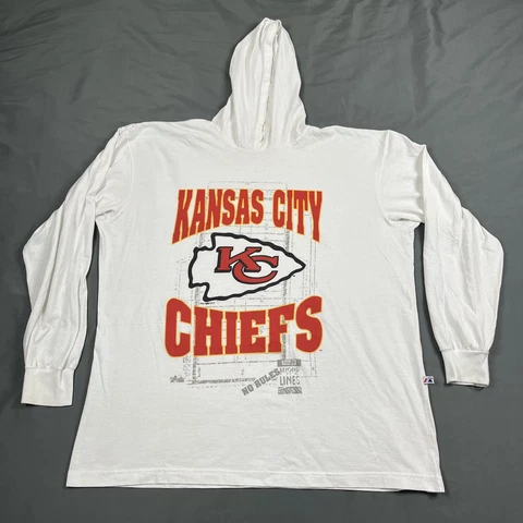 Vintage Kansas City Chiefs Lightweight Hoodie Long Sleeve Large White VTG 90s Cover