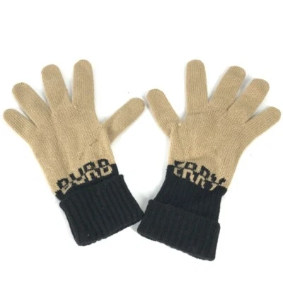 Guantes BURBERRY Logo Bicolor Lana Beige/Negro Foto 1 de 4