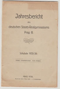 PRAGUE, CZECH  1936, AN ANNUAL REPORT OF DEUTCHEN STTATS- REALGYMNASIUMS, 24 PP. - Picture 1 of 8