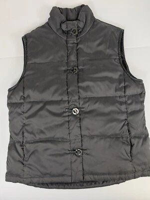 Talbots Womens Vest With Leather Trim and Silver Toggles Down Insulation Size L - Image 1 of 4