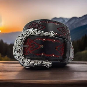 Tooled Leather Belt Size 32 NWT Salesman Sample BR5029 - Picture 1 of 9