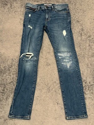 Tommy Hilfiger Jeans Mens 30x32 (32x32) Slim Tapered Distressed Moto Med Wash - Image 1 of 4