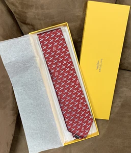 BREITLING 100% SILK TIE DARK RED SILVER AIRPLANES/B LOGO RARE NEW IN BOX!! - Picture 1 of 7