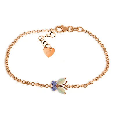 14K. PULSERA MARIPOSA ORO MACIZO CON ÓPALOS Y TANZANITAS Foto 1 de 4