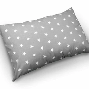 Baby Pillow Case With Zipper 60x40cm Cotton Anti-allergenic Small Stars On Grey - Picture 1 of 1