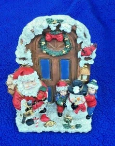 Christmas Decorative Figures Of Santa And Children With Snowman - Picture 1 of 4