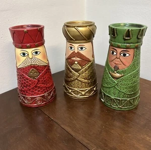 Vintage Dickson Japan Mid Century Weihnachten Set 3 Weise Männer 6,5" Kerzenhalter - Bild 1 von 9