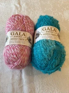 NEW Mixed Lot of 2- GALA Yarns Mixed Fiber Pink & Blue Color 1.76 oz each - Picture 1 of 4