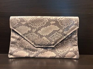 Loni Faux Snakeskin Glossy Clutch Purse UK Made Envelope Bag Crossbody Option - Picture 1 of 10