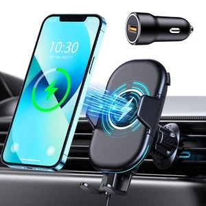 Wireless Car Charger Mount, Max 15W Fast Charging Car Phone Holder Charger, P... - Picture 1 of 7