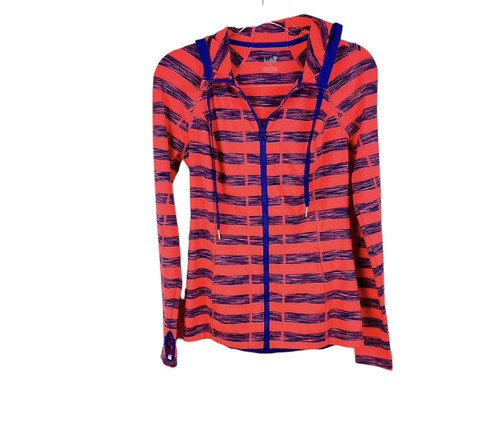 VETEMENTS Felpa con cappuccio Lukka Donna Atletica Arancione Viola Giacca Zip Righe Foro Pollice Small