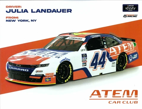 2022 JULIA LANDAUER “ATEM CAR CLUB” #44 NASCAR XFINITY SERIES POSTCARD Cover