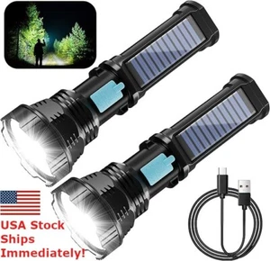 LED Solar Taschenlampen 2000 Lumen LED Solar Handheld Wiederaufladbar USA Lager - Bild 1 von 7