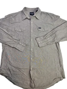 Camisa Western Manga Larga Wrangler Perla Broches de Presión Gris Sólido Para Hombres Talla 2XT - Imagen 1 de 11