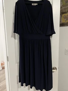 Eliza J Plus Size 20W Navy Blue Fit And Flare Dress - Picture 1 of 7